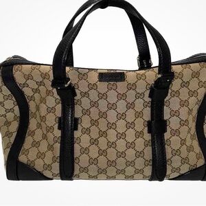 Gucci Beige and Black Boston Bag